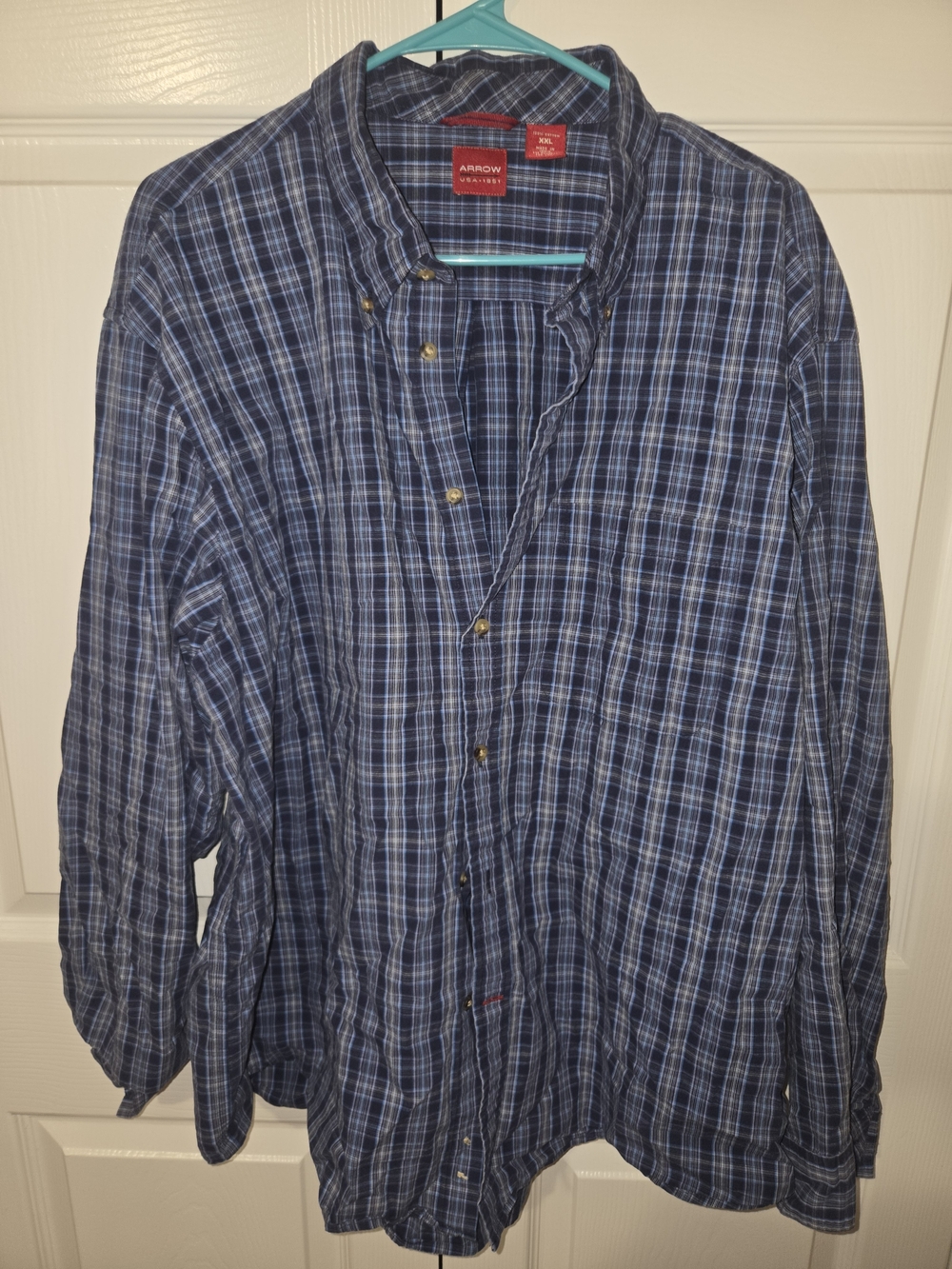 Arrow Men’s Blue Plaid Button-Down Shirt